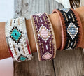Aztec Bead Leather Cuff Bracelet